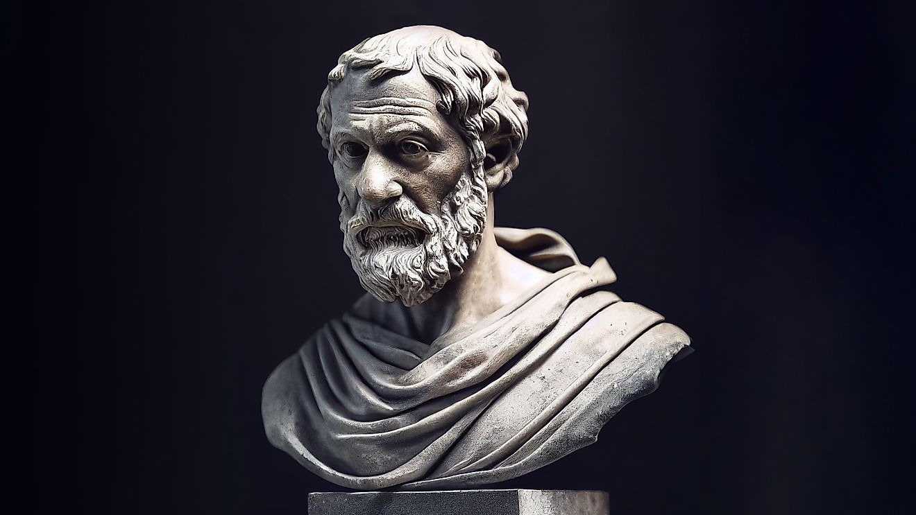 Sculpture of the Greek philosopher, Aristotle, who is a central figure in the history of Ancient Greek philosophy.
