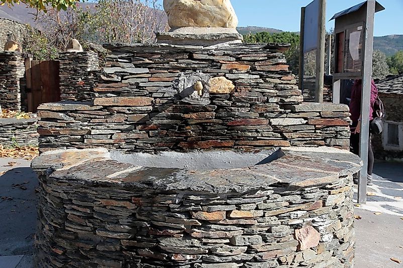 A water fountain constructed from slate in Spain, one of the world's leading suppliers of the rock.