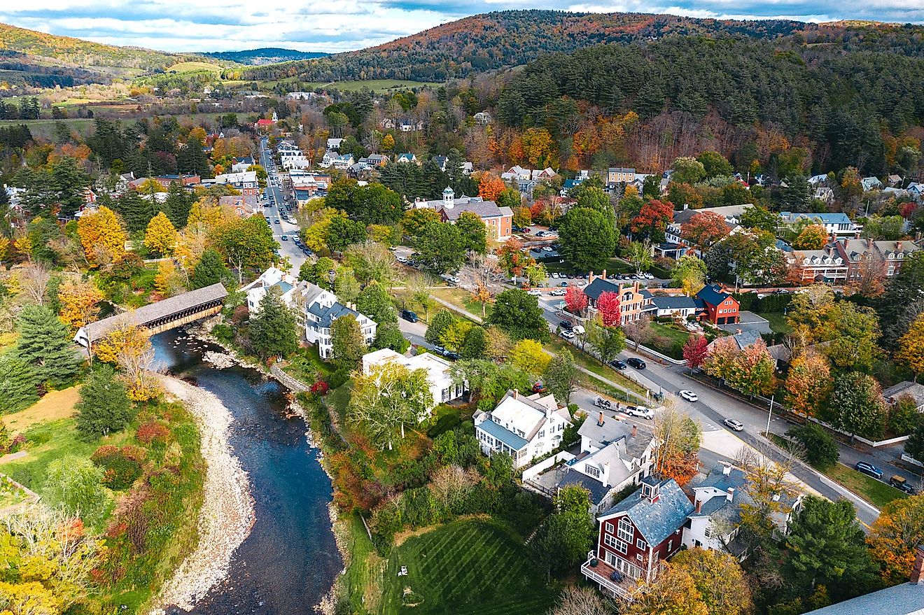 Aerial view of Woodstock, Vermont.