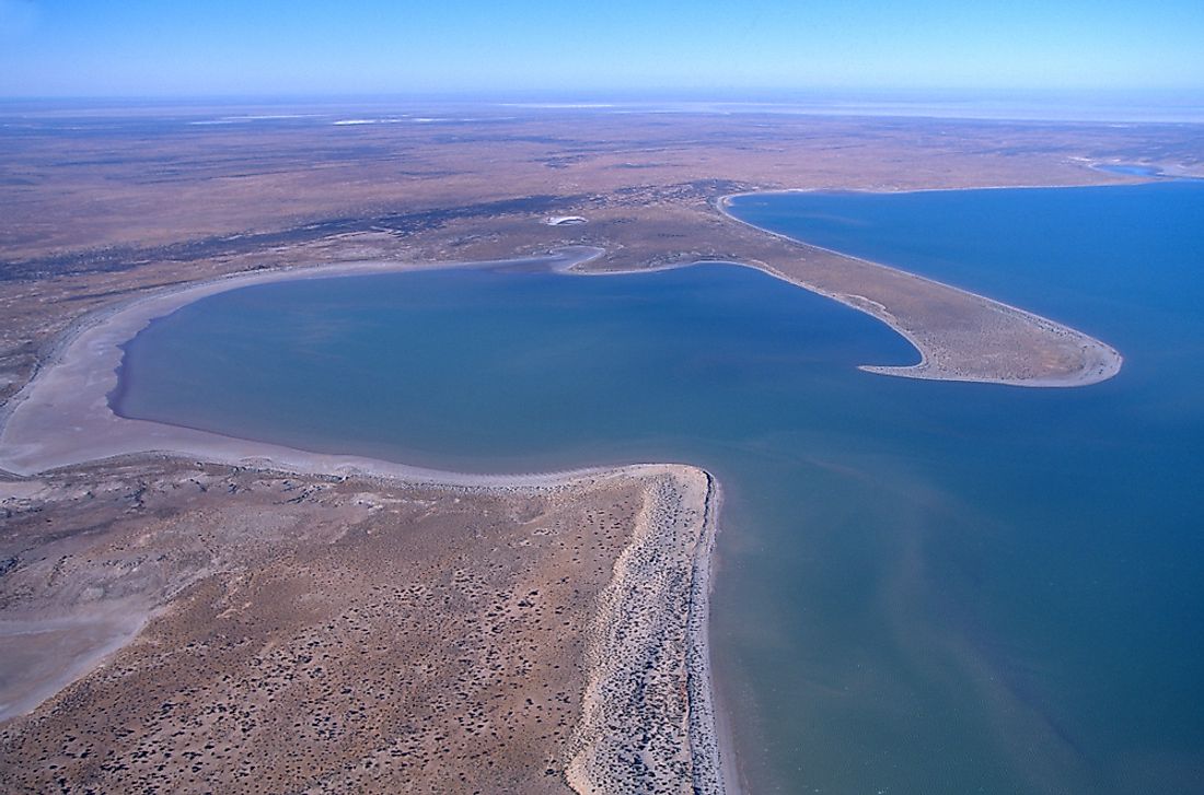 Lake Eyre, the largest lake by volume in Australia. 