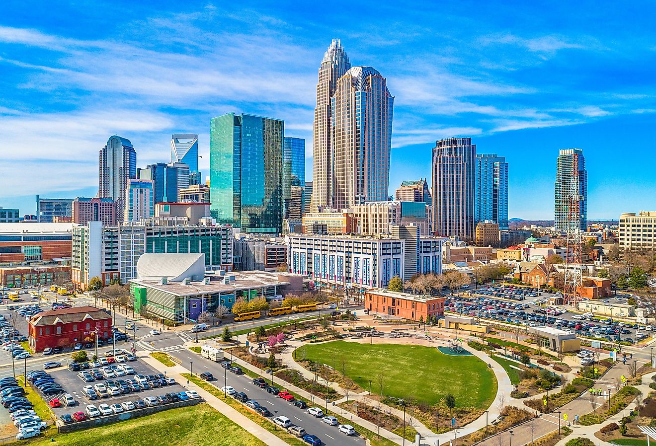 Downtown Charlotte, North Carolina from First Ward Park.