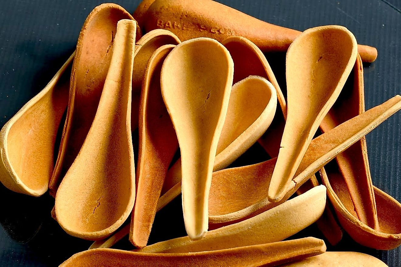 Edible spoons produced by Edible cutlery of Bakey's, the project of Indian Entreprenueur Narayana Peesapaty.