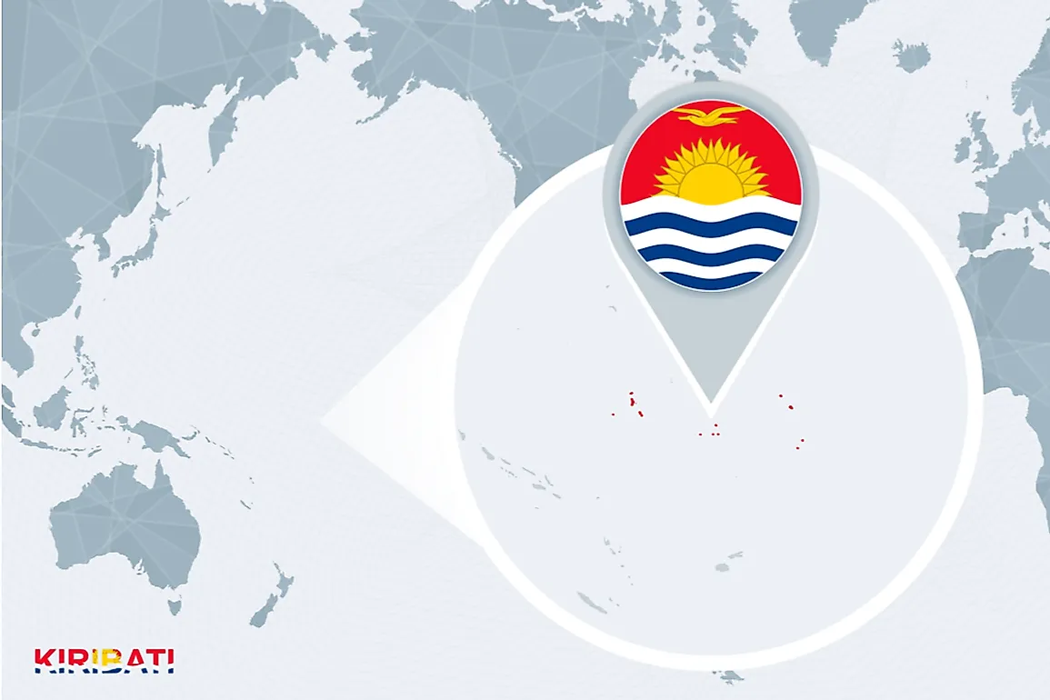 The 32 atolls of Kiribati are split over all four hemispheres.