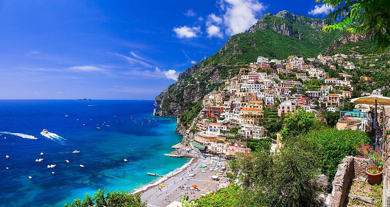 Aerial view of Positano, Italy.