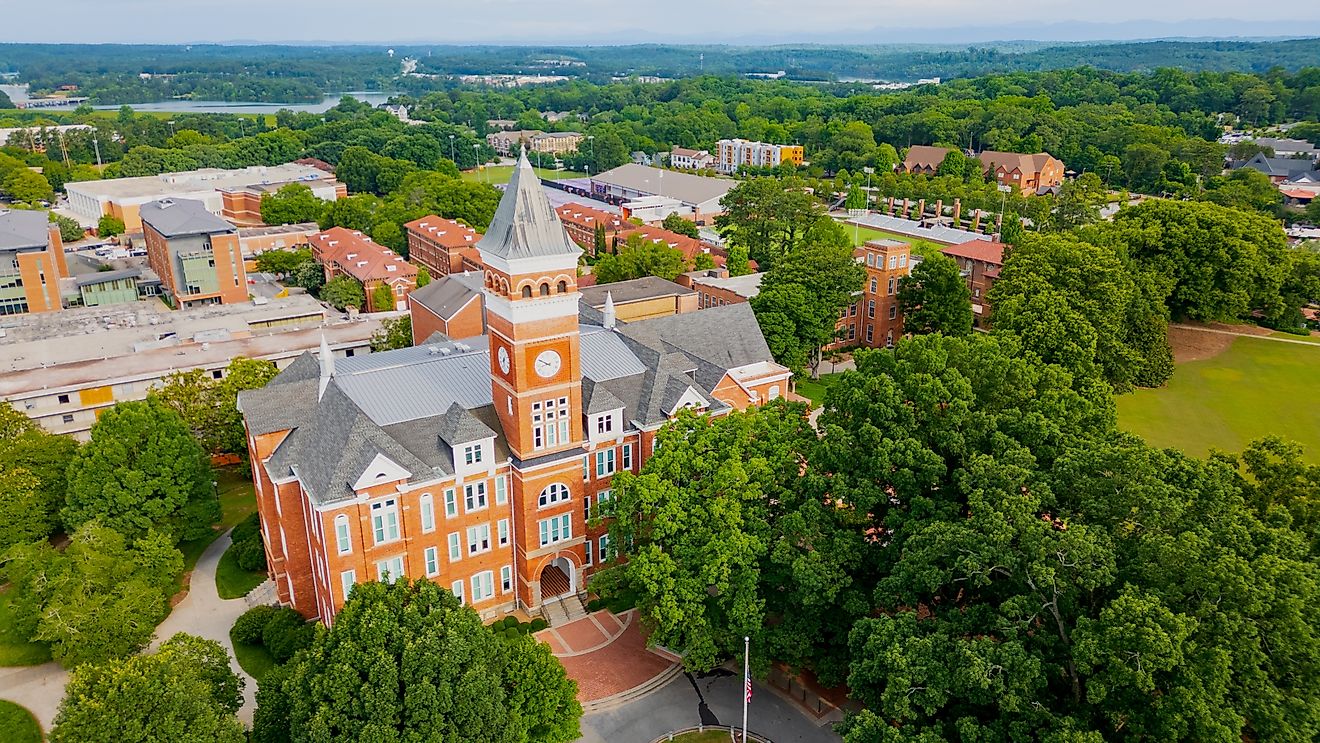 Aerial view of Clemson, South Carolina.