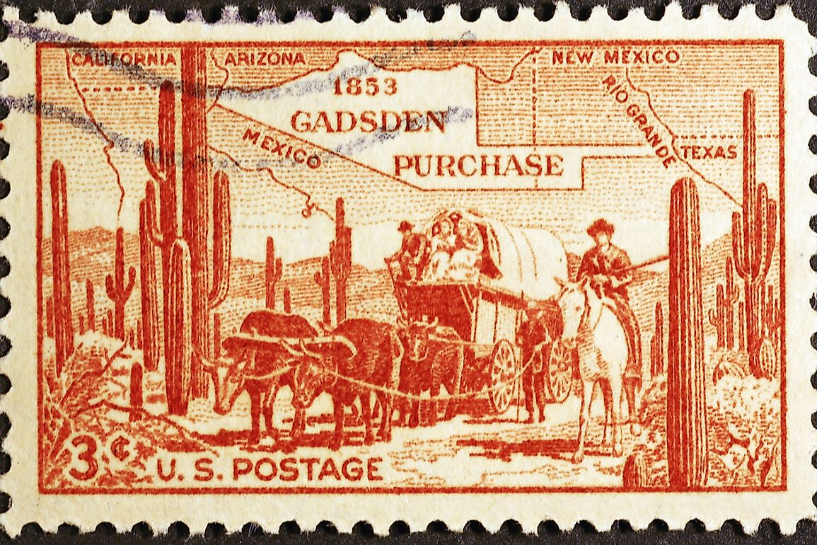 A stamp dedicated to the Gadsden Purchase. Editorial credit: spatuletail / Shutterstock.com. 