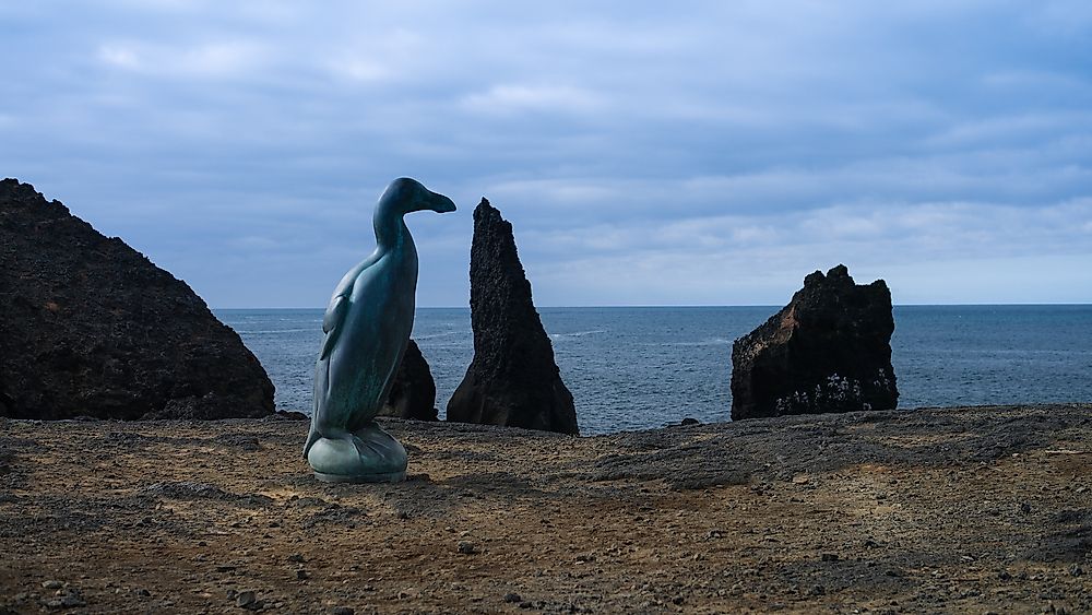 Memorial to the extinct Great Auk in Reykjanes, Iceland.  Editorial credit: Homo Cosmicos / Shutterstock.com