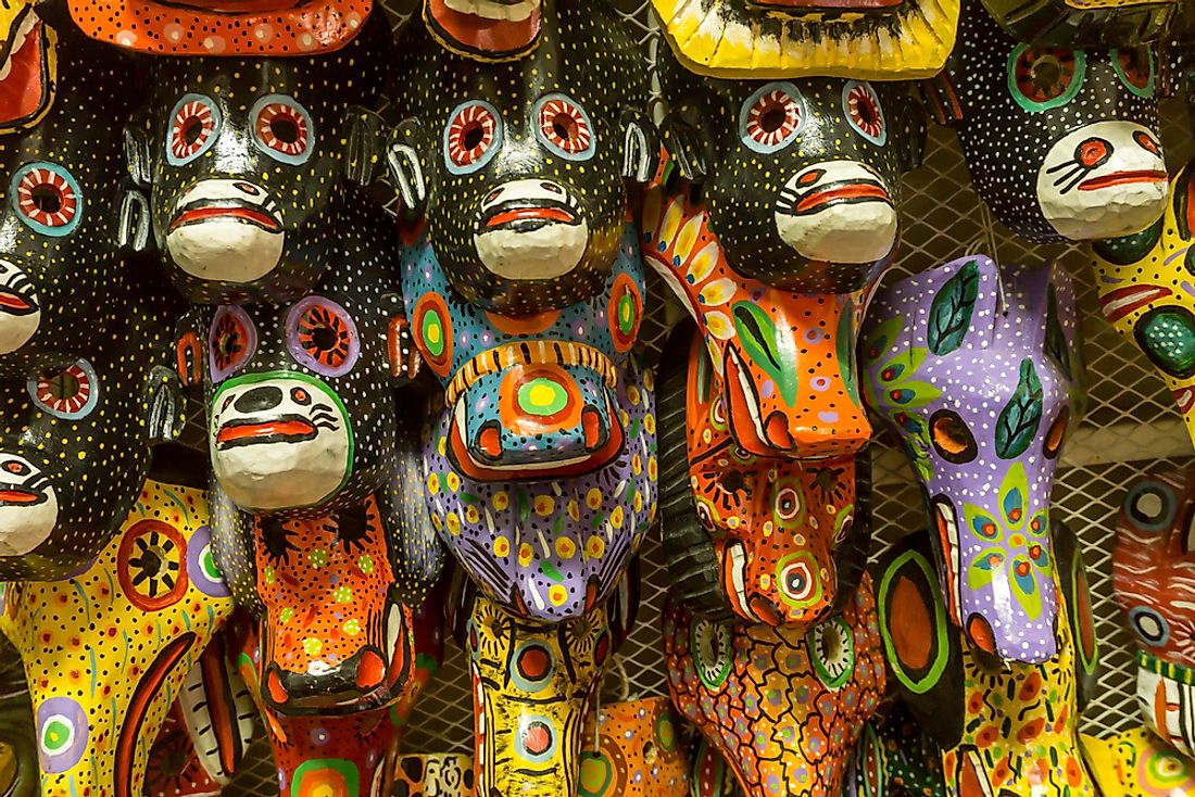 Handmade masks for sale at a market in Nicaragua. 