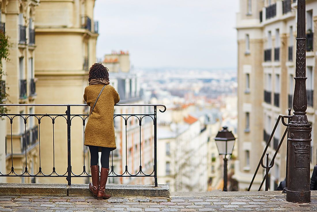 A tourist visits Montmartre, in Paris, France. 