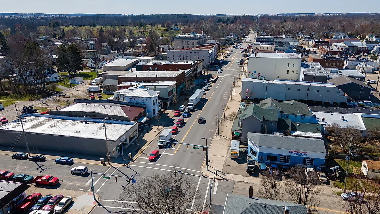 Aerial view of Eaton, Ohio. Image credit: Logan Rickert, CC BY 2.0, via Wikimedia Commons