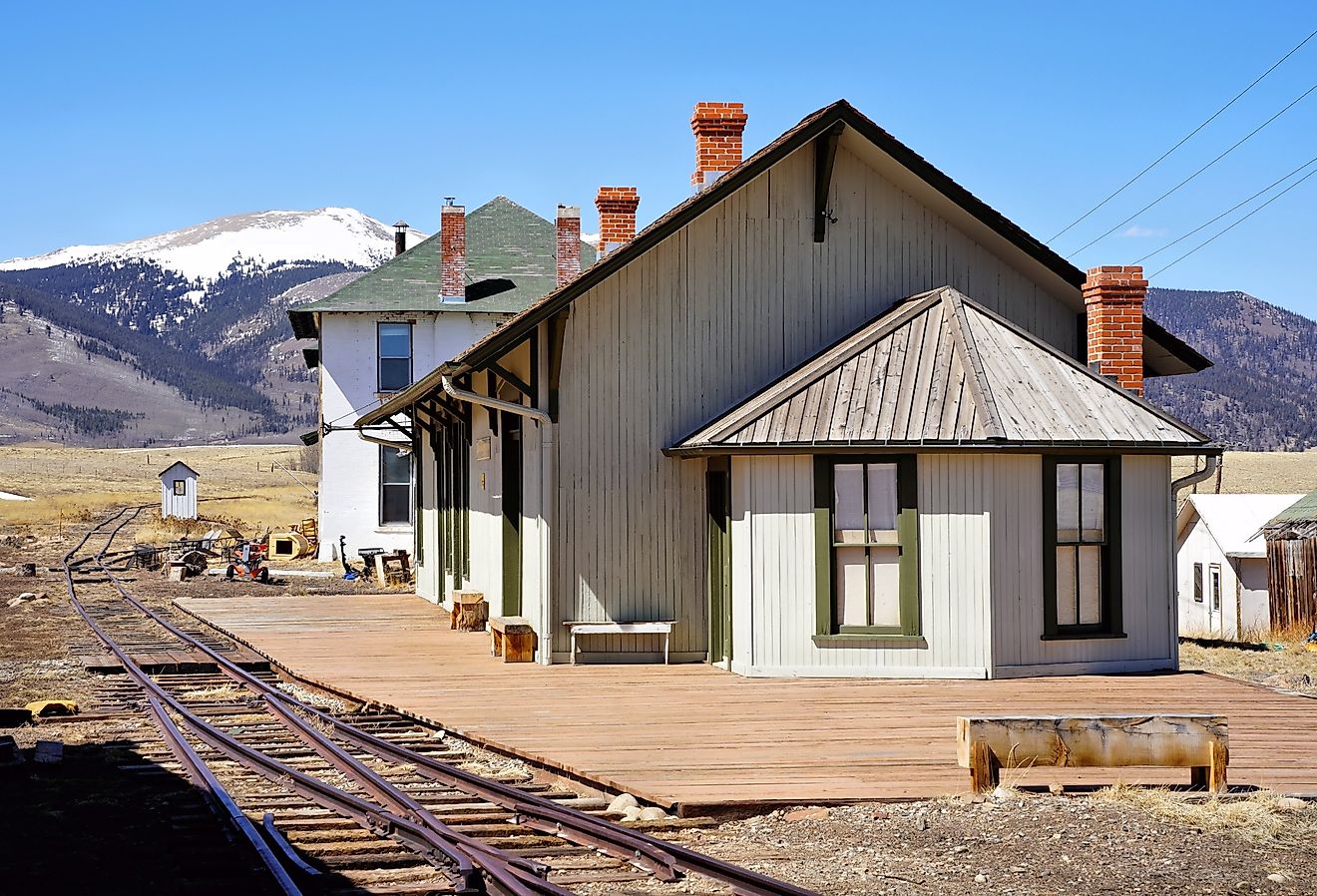 The restored depot and the railroad hotel at Como, Colorado.