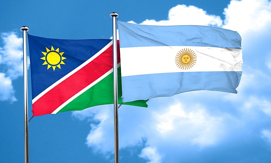 The flag of Namibia (left) and the flag of Argentina (right) both feature suns. 