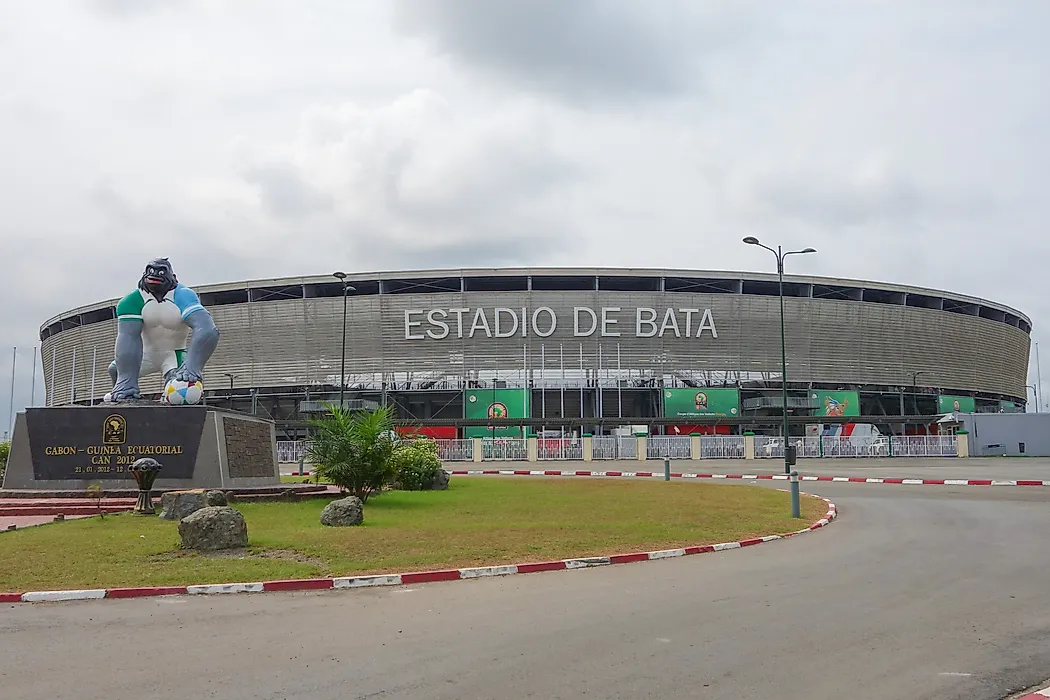 Estadio de Bata, Spanish for Bata Stadium. Equatoguinean Spanish is the largest language in Equatorial Guinea. Editorial credit: alarico / Shutterstock.com