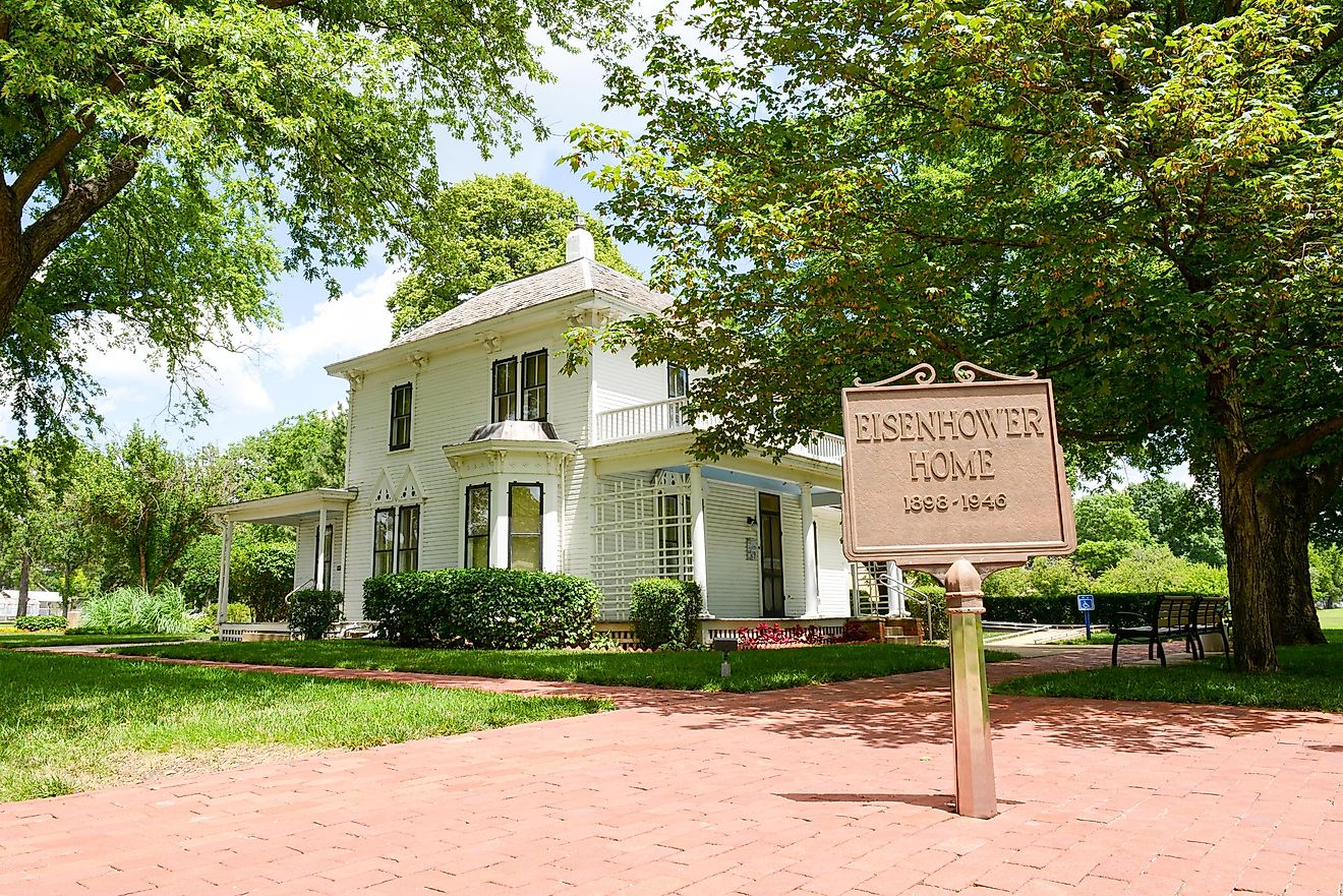 The house where President Eisenhower used to live in Abilene, Kansas. Editorial credit: spoonphol / Shutterstock.com