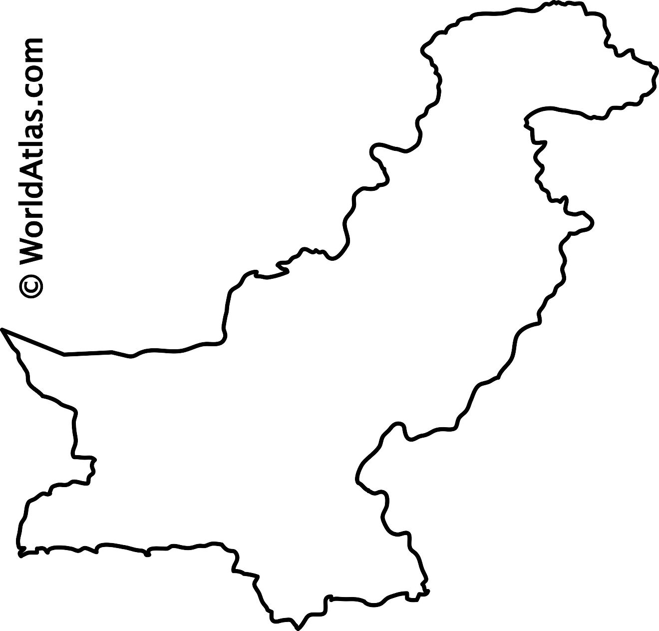 Mapa de contorno en blanco de Pakistán