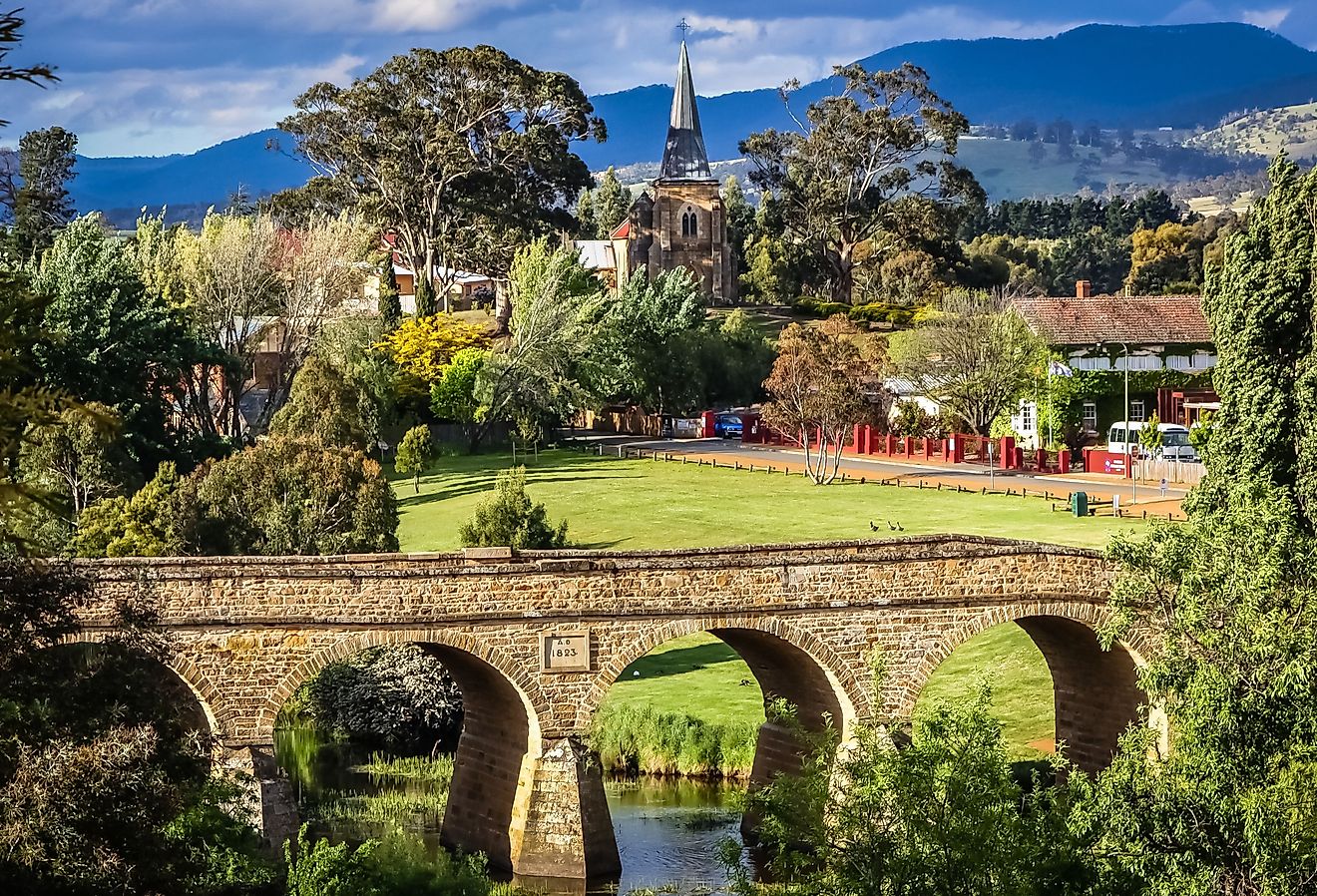 Bridge and townscape of Richmond in Tasmania, Australia