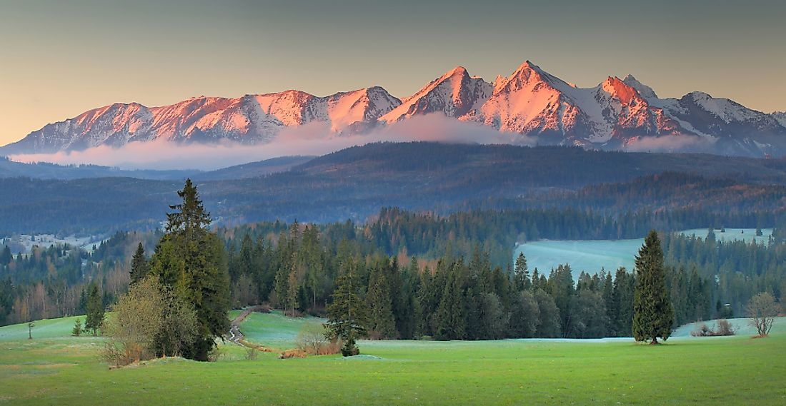 The Tatra mountain range is located along the Slovak-Polish border in Europe. 