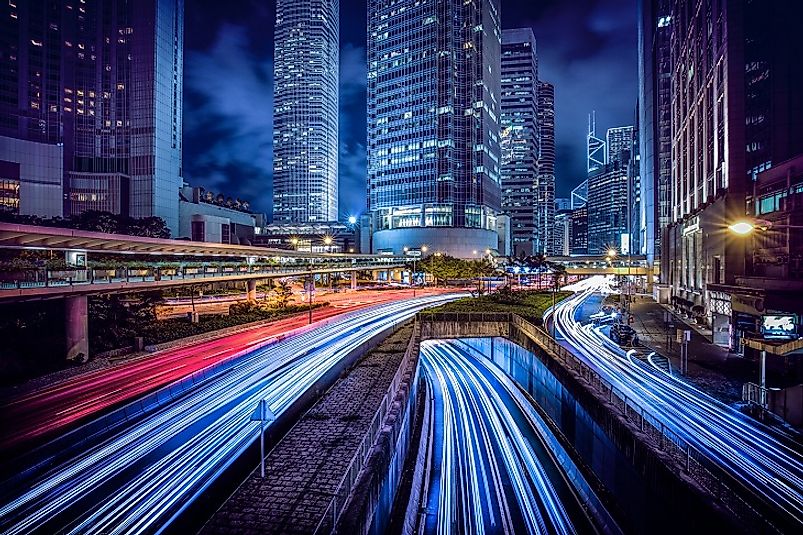 The hustle and bustle in major cities, such as Downtown Hong Kong (pictured at nighttime), never seems to slow down.