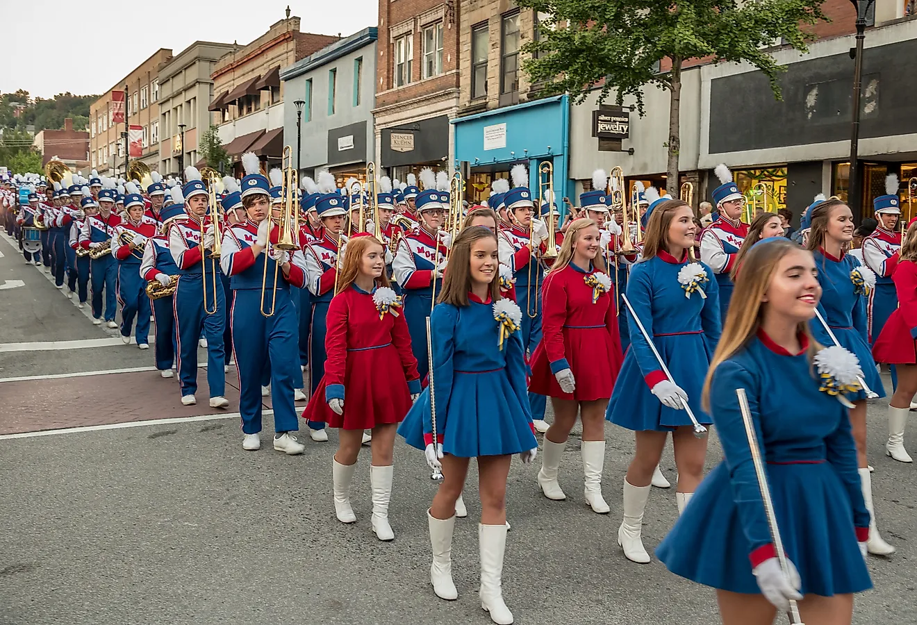 A parade in Morgantown, West Virginia. Editorial credit: Steve Heap / Shutterstock.com