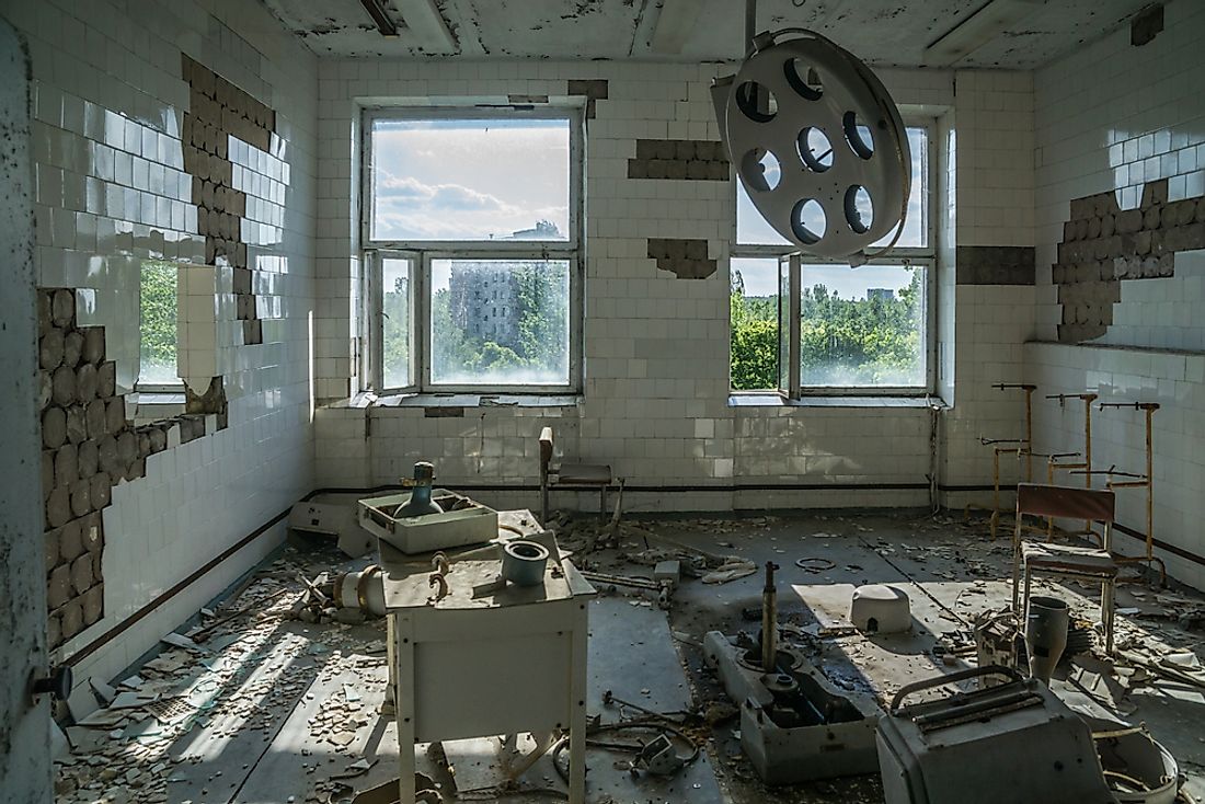 A former operating room in the abandoned radioactive town of Chernobyl, Ukraine. 