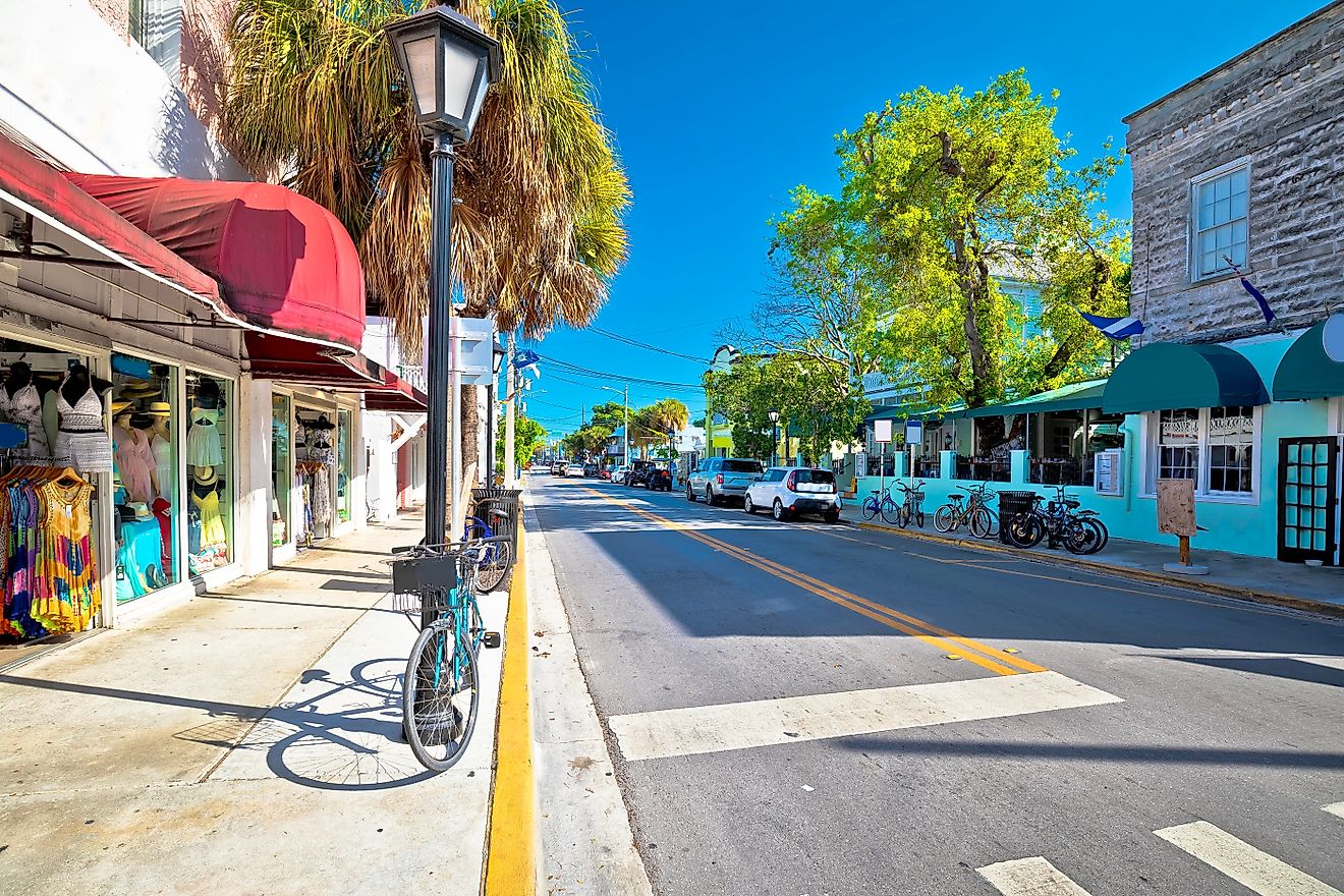 Duval Street in Key West, Florida on the Florida Keys archipelago