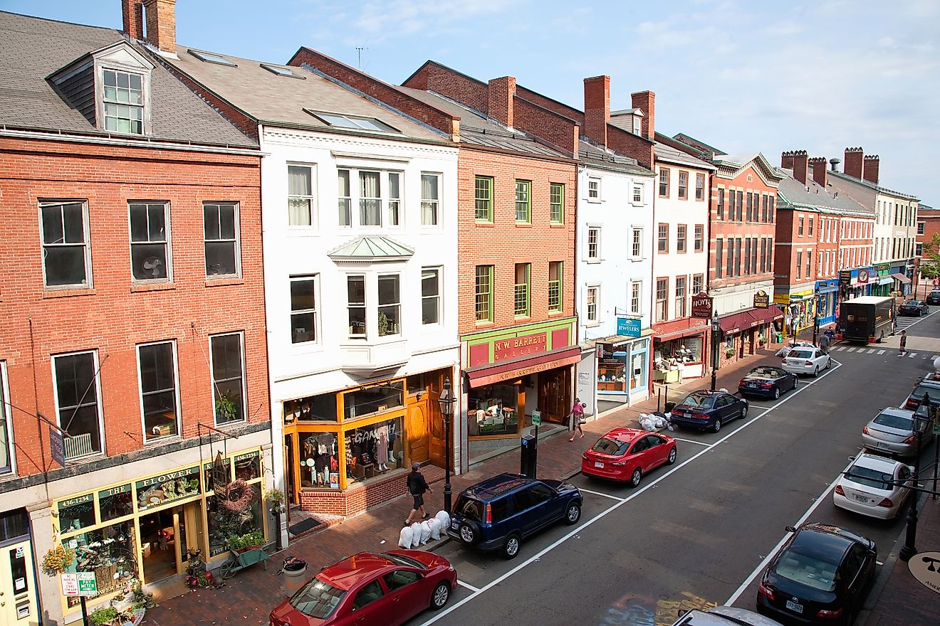 Storefronts line Water Street in Hallowell, Maine. Image credit: Joseph Sohm / Shutterstock.com.
