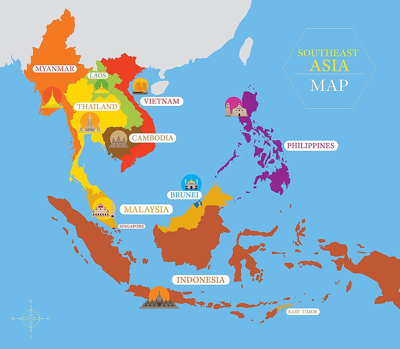 South East Asia Country Map 