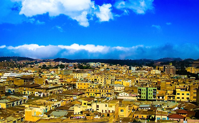 Aerial view to Asmara, capital of Eritrea.