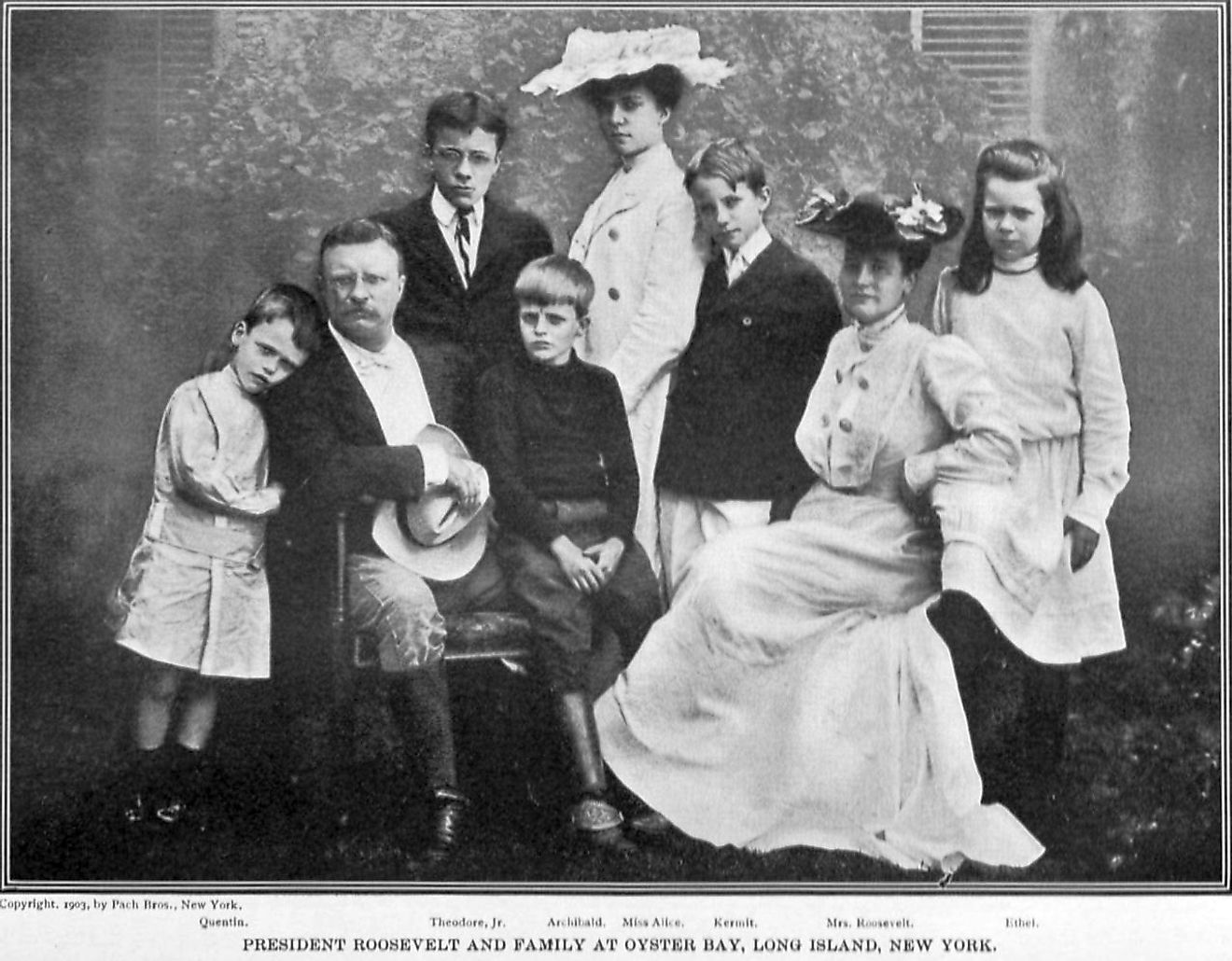 President Roosevelt with his family at Oyster Bay, circa 1903.