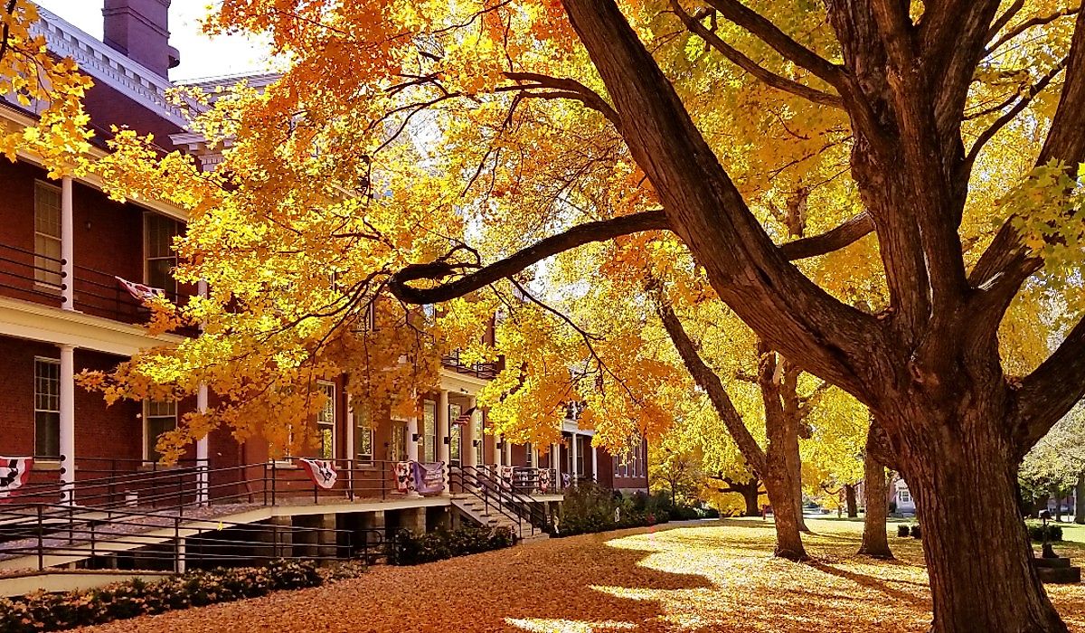 Colorful fall foliage at Fort Leavenworth, Kansas.
