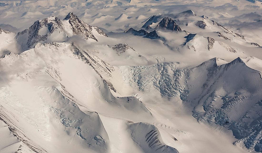 The Transantarctic Mountains divide East and West Antarctica.