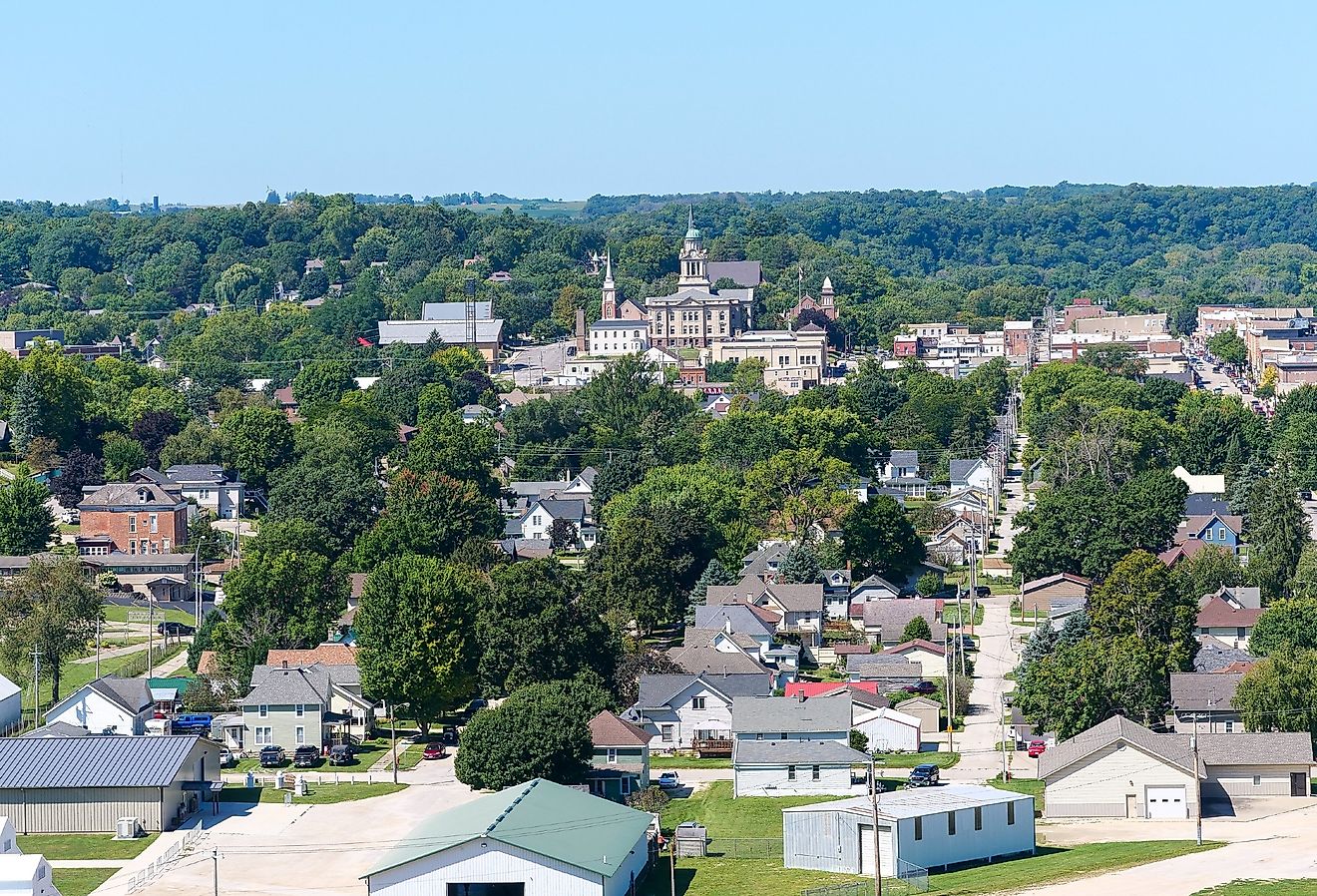 Aerial view of Decorah, Iowa.
