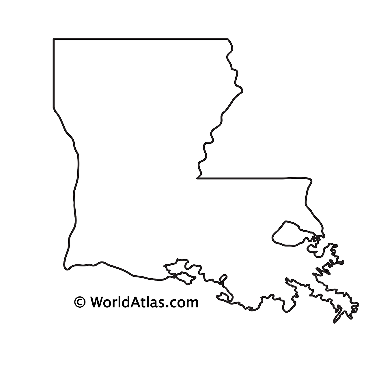 Blank Outline Map of Louisiana