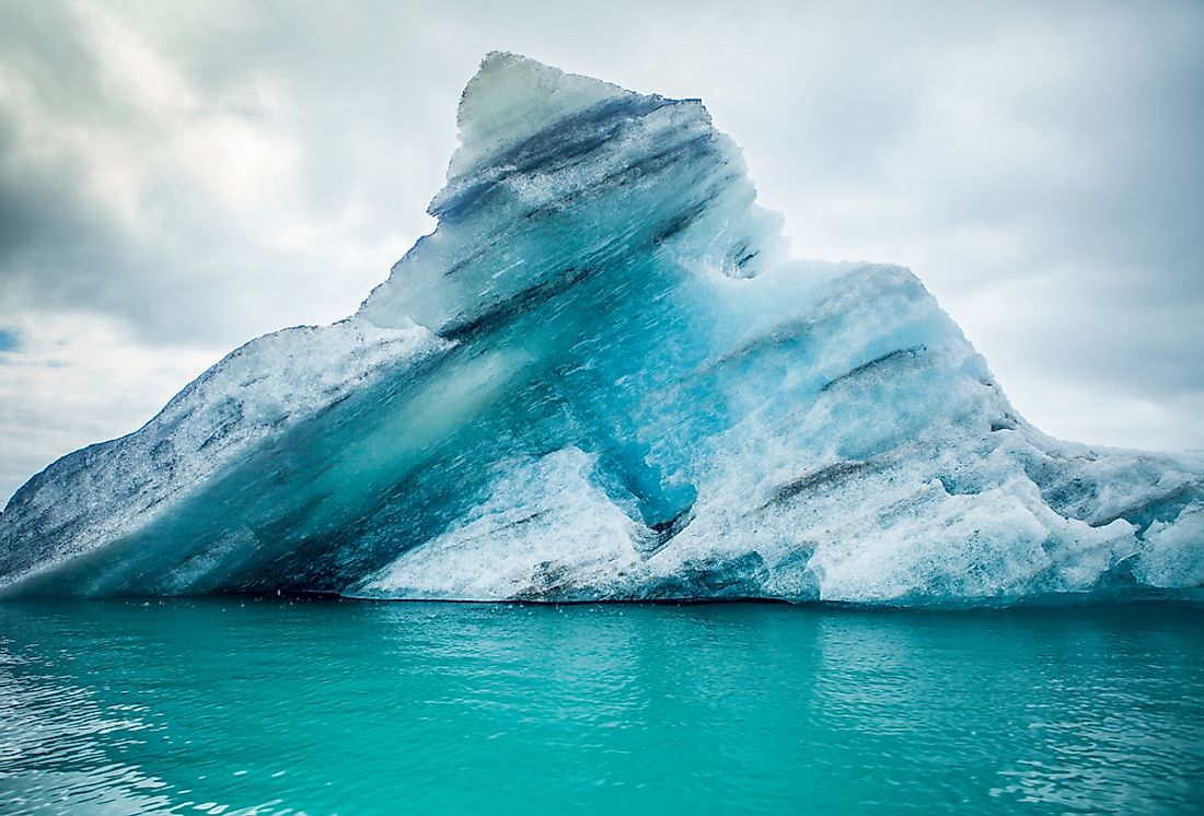 Icebergs are found in the frigid waters of the polar regions. 