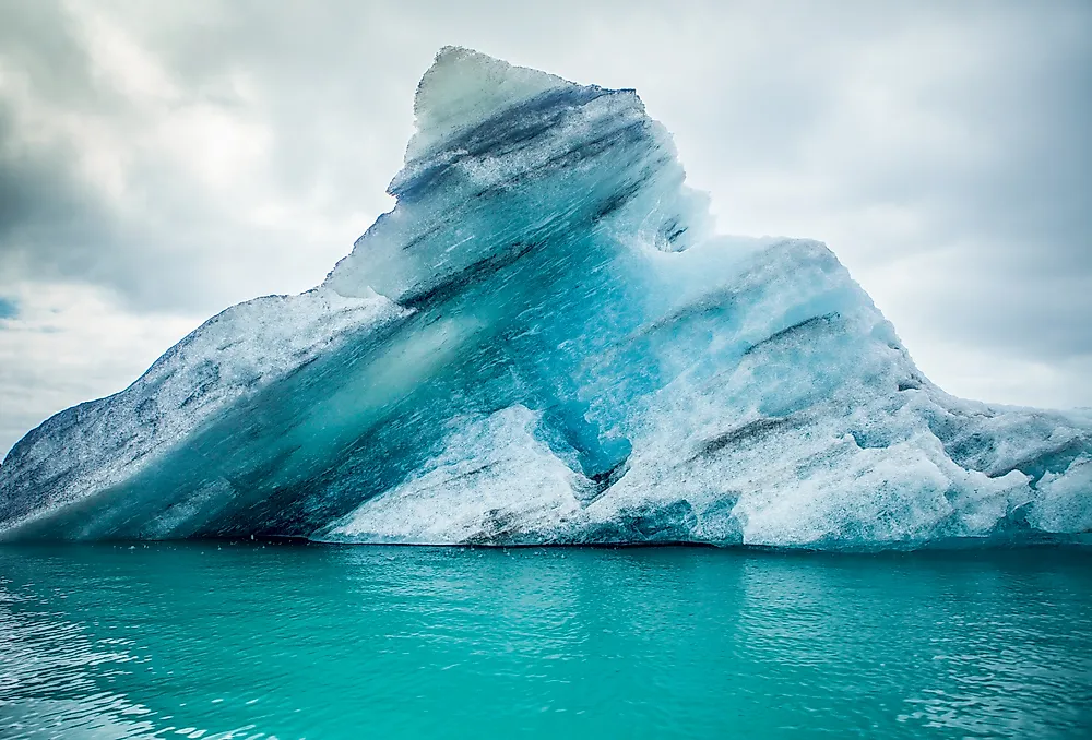 Icebergs are found in the frigid waters of the polar regions. 