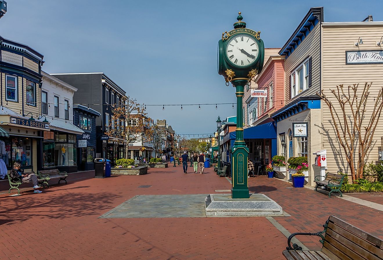 Washington Mall on a sunny spring afternoon, Cape May, New Jersey. Image credit Rabbitti via Shutterstock
