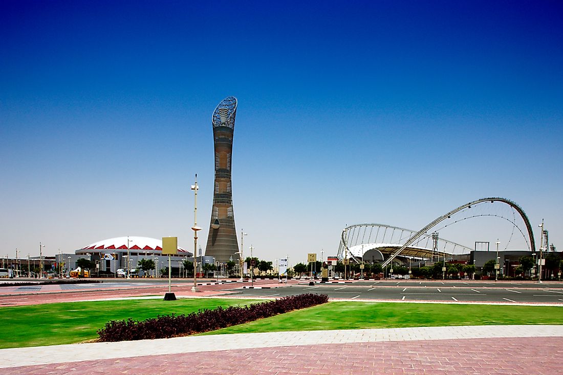 The recently renovated Khalifa International Stadium in Doha, Qatar. Editorial credit: Sophie James / Shutterstock.com
