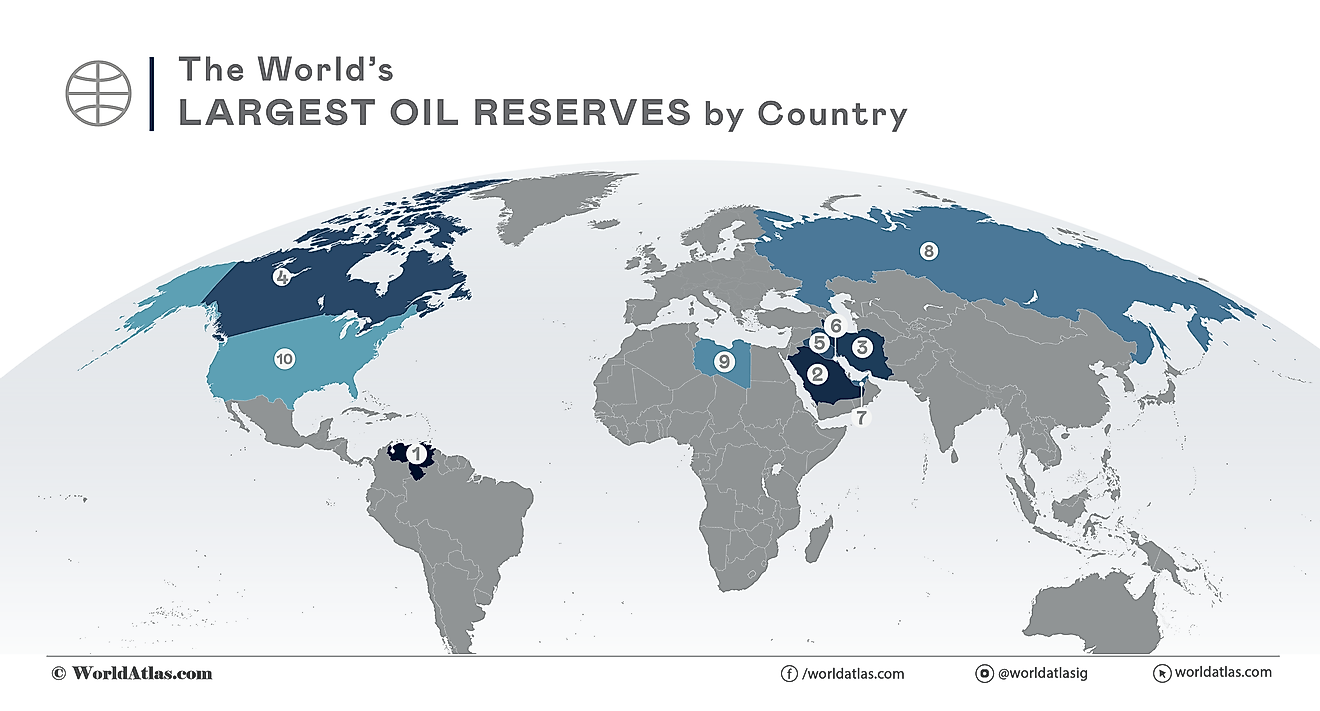 a map of the 10 countries with the largest oil reserves