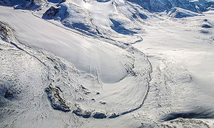 The terminal moraine of a small glacier on Baffin Island, Nunavut, Canada.