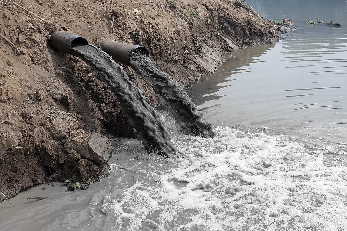 Untreated industrial effluents entering water. Image credit: Toa55/Shutterstock.com