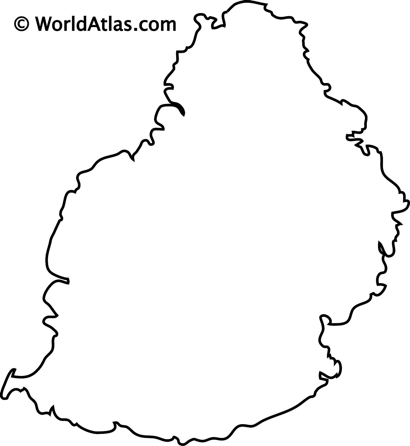 Blank Outline Map of Mauritius