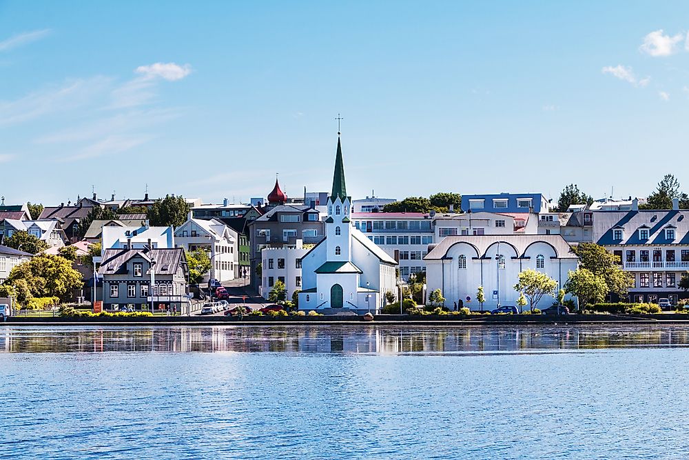 The skyline of Reykjavik, Iceland. 