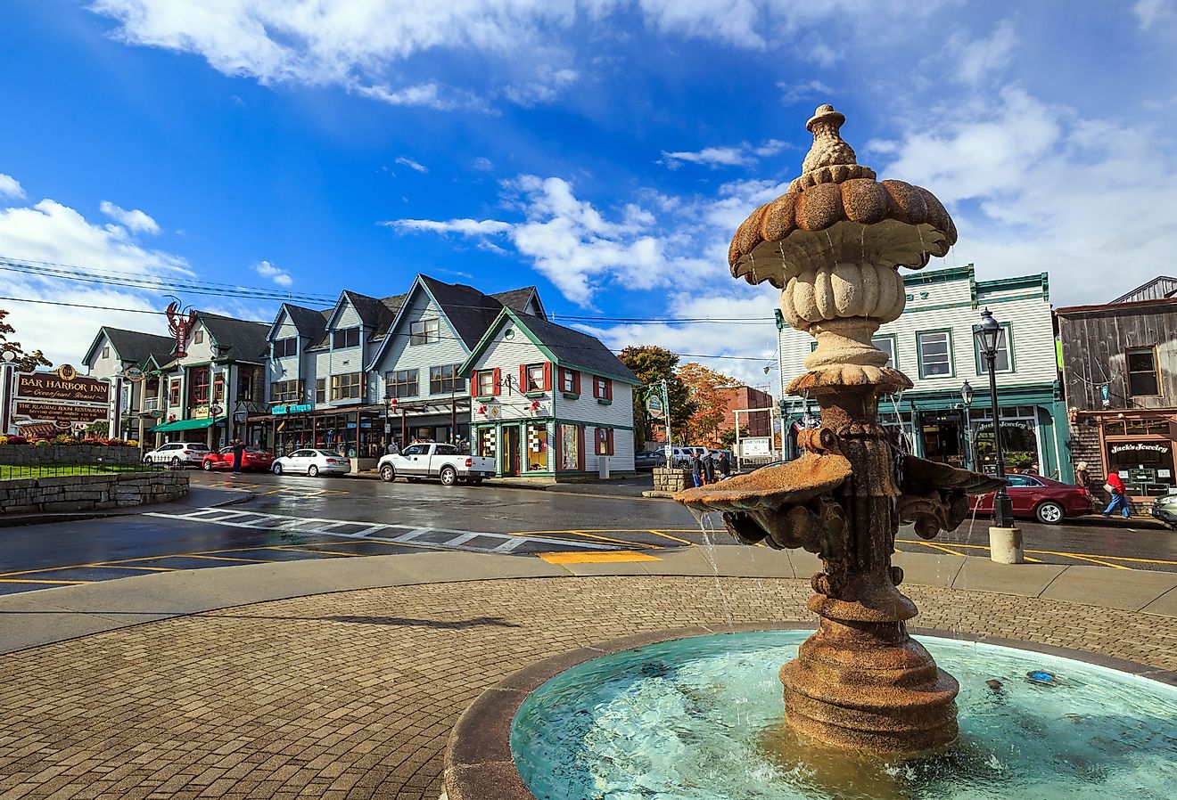 Fountain in downtown Bar Harbor, Maine. Image credit f11photo via Shutterstock