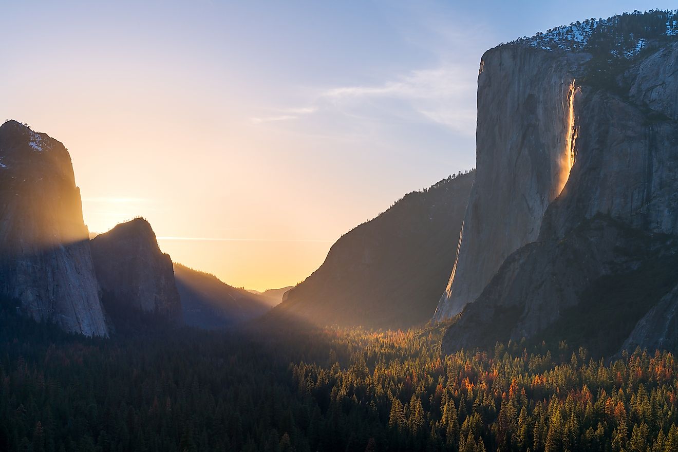 Horsetail Falls in the Yosemite National Park.