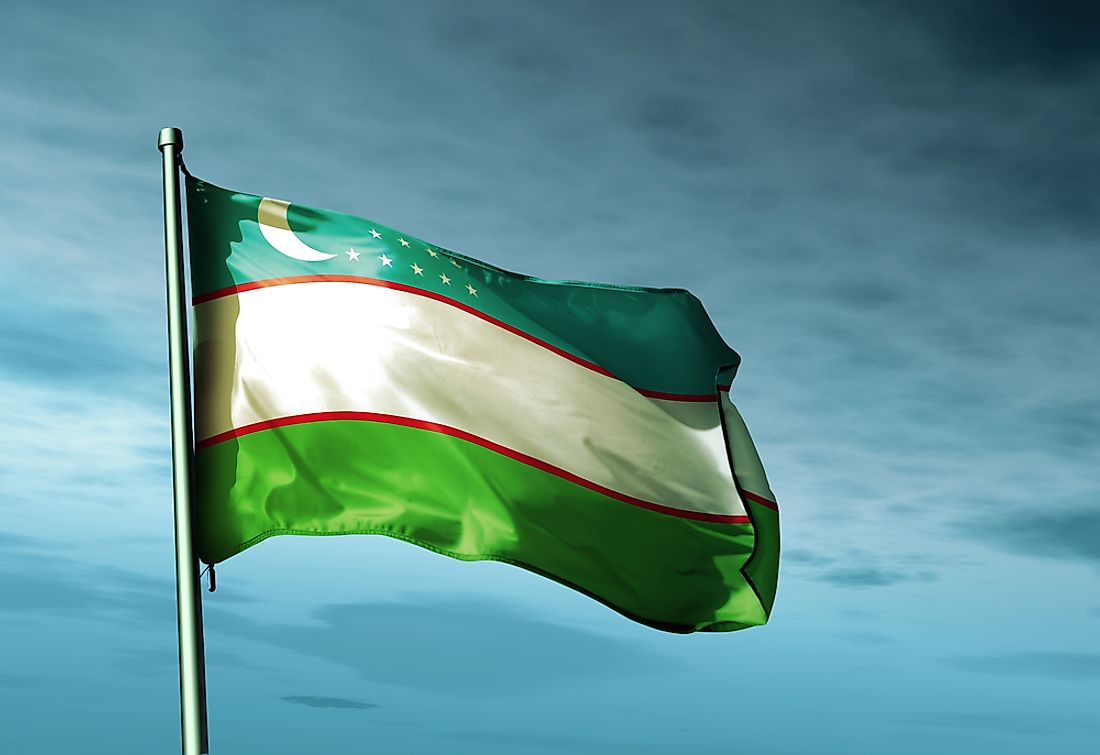 The flag of Uzbekistan features a crescent moon. 