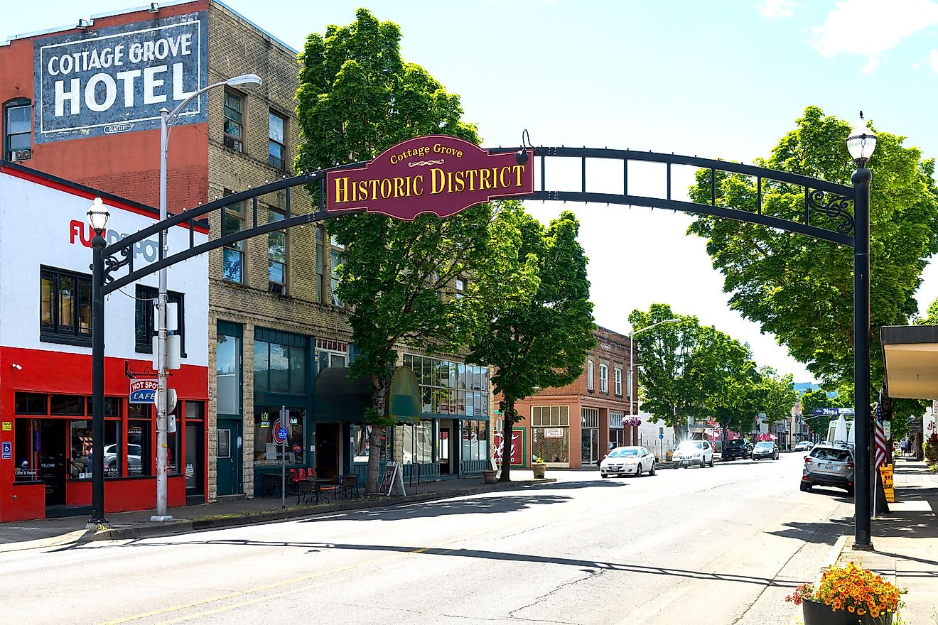 The Historic District of Cottage Grove, Oregon.