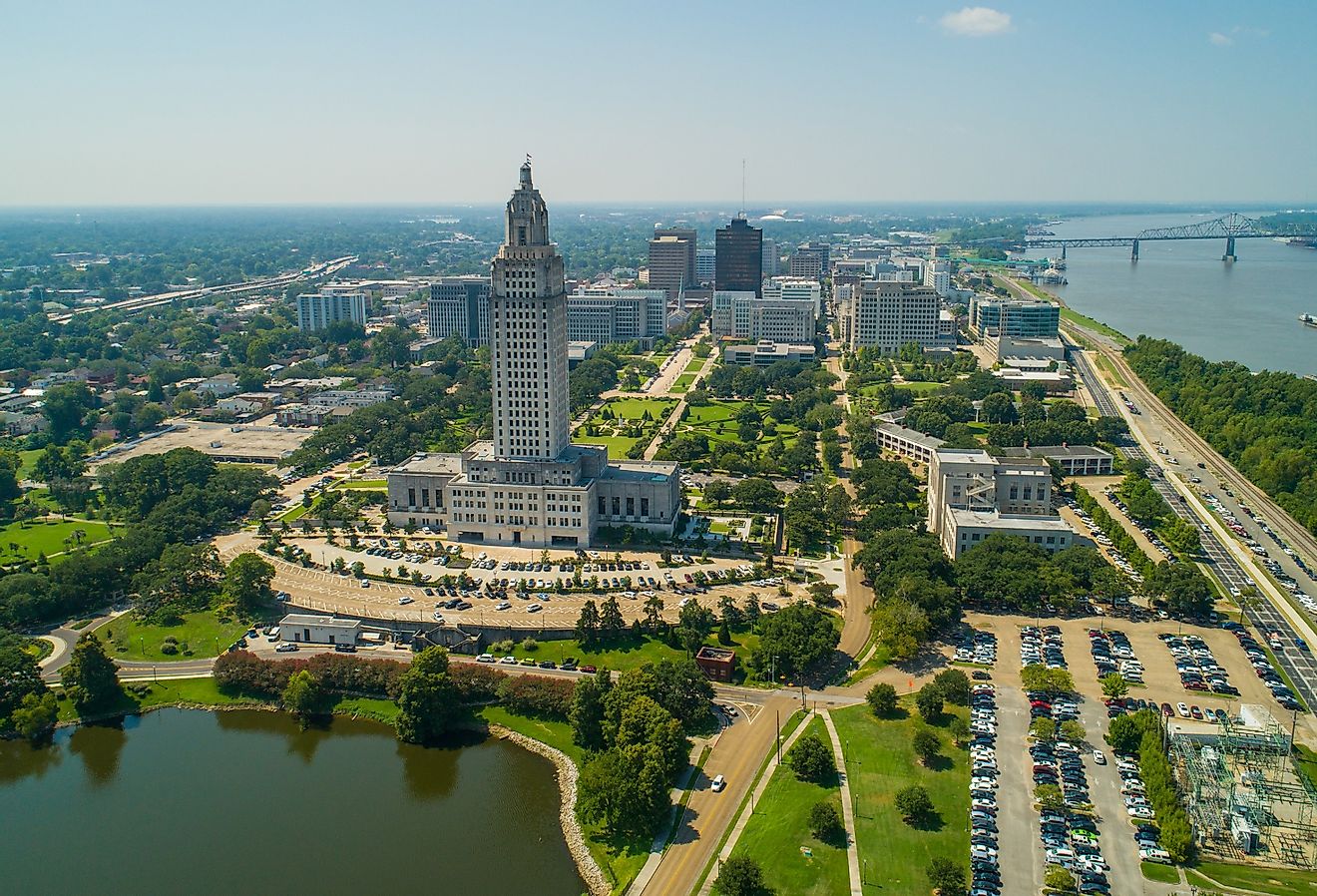 Aerial view of downtown Baton Rouge Louisiana.
