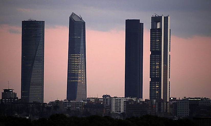 The Cuatro Torres Business Area in Madrid, Spain.