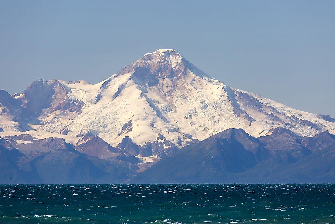 Mount Redoubt is the highest summit of the Aleutian Range.