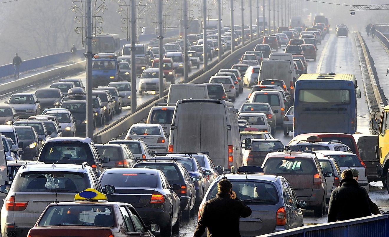Traffic jams are common as more and more people rely on personal vehicles for transportation.